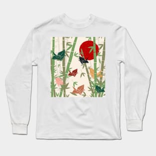 Calming Oriental Bamboo and Origami Long Sleeve T-Shirt